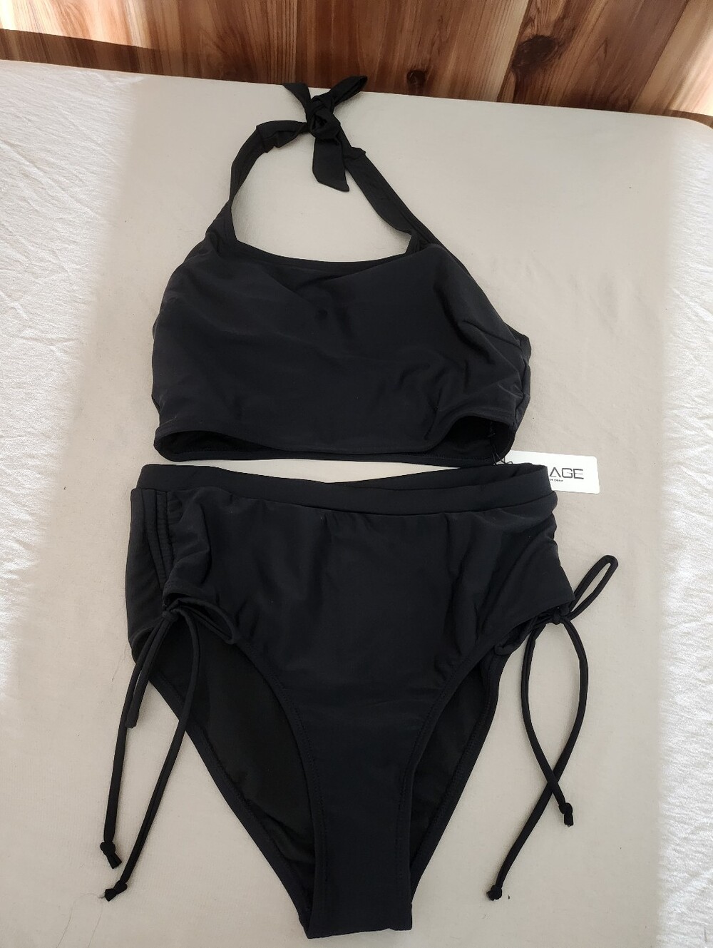 Black High-Waist Halter Bikini Set